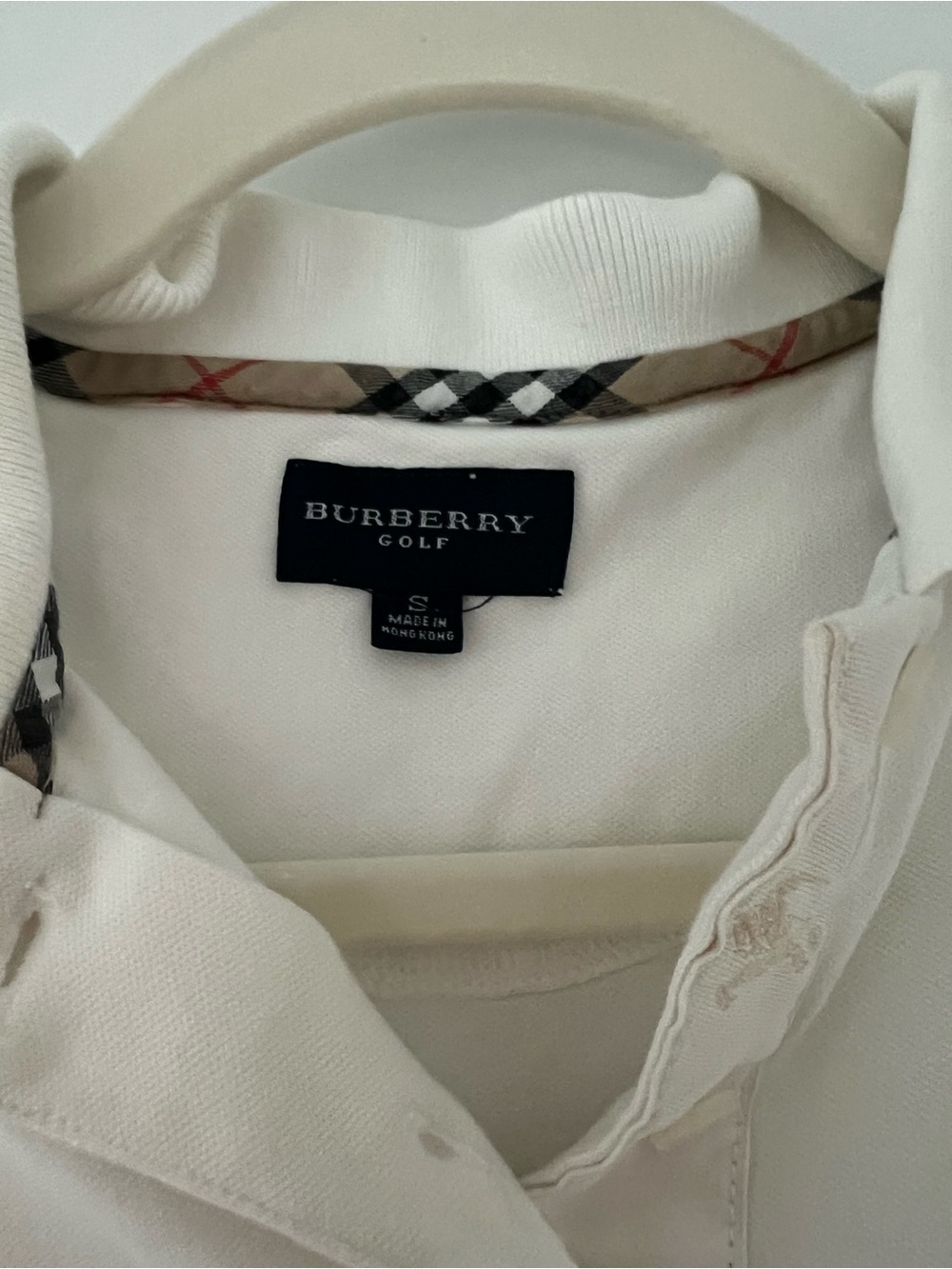 Burberry White Sleeveless Polo Tank Top